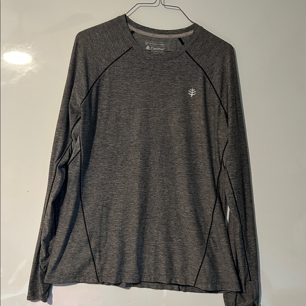 Coolibar Men’s Medium Long Sleeve Performance UPF 50 Long Sleeve Tee Shirt Gray